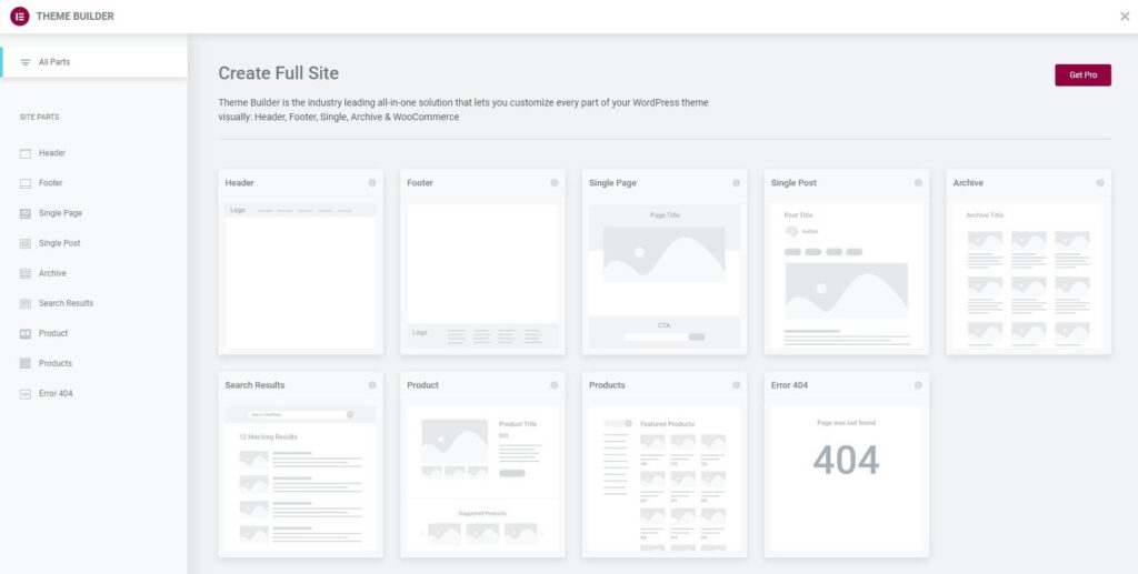 Elementor Theme Builder