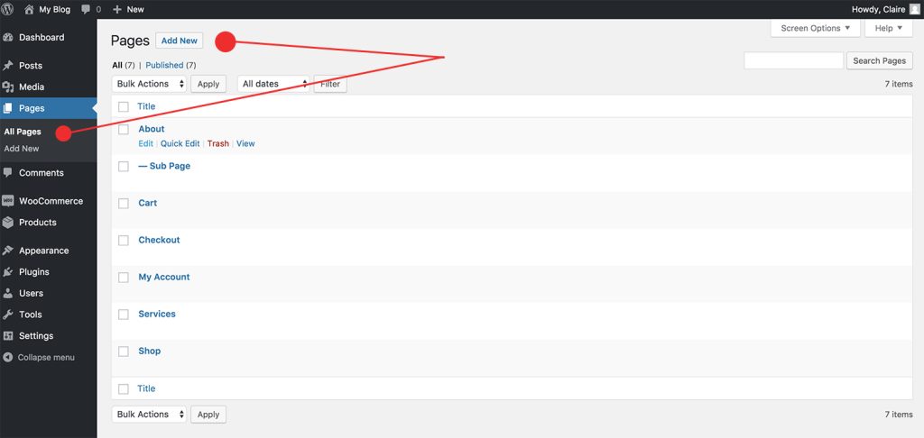 How To Add a New page On WordPress