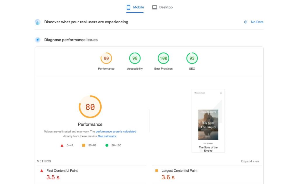 performance results with heavy content blocks