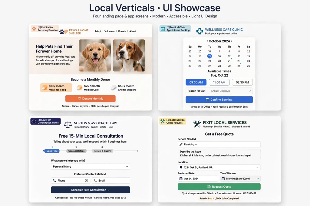Custom digital marketing funnels for clinics, non-profits, professional services, and local service businesses